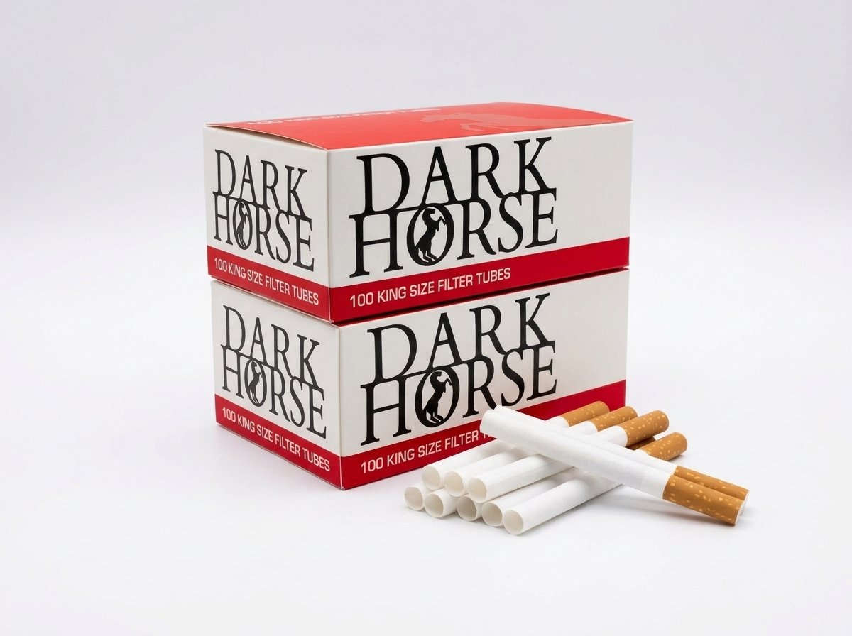 Dos cajas rojas Dark Horse de 100 tubos cada una